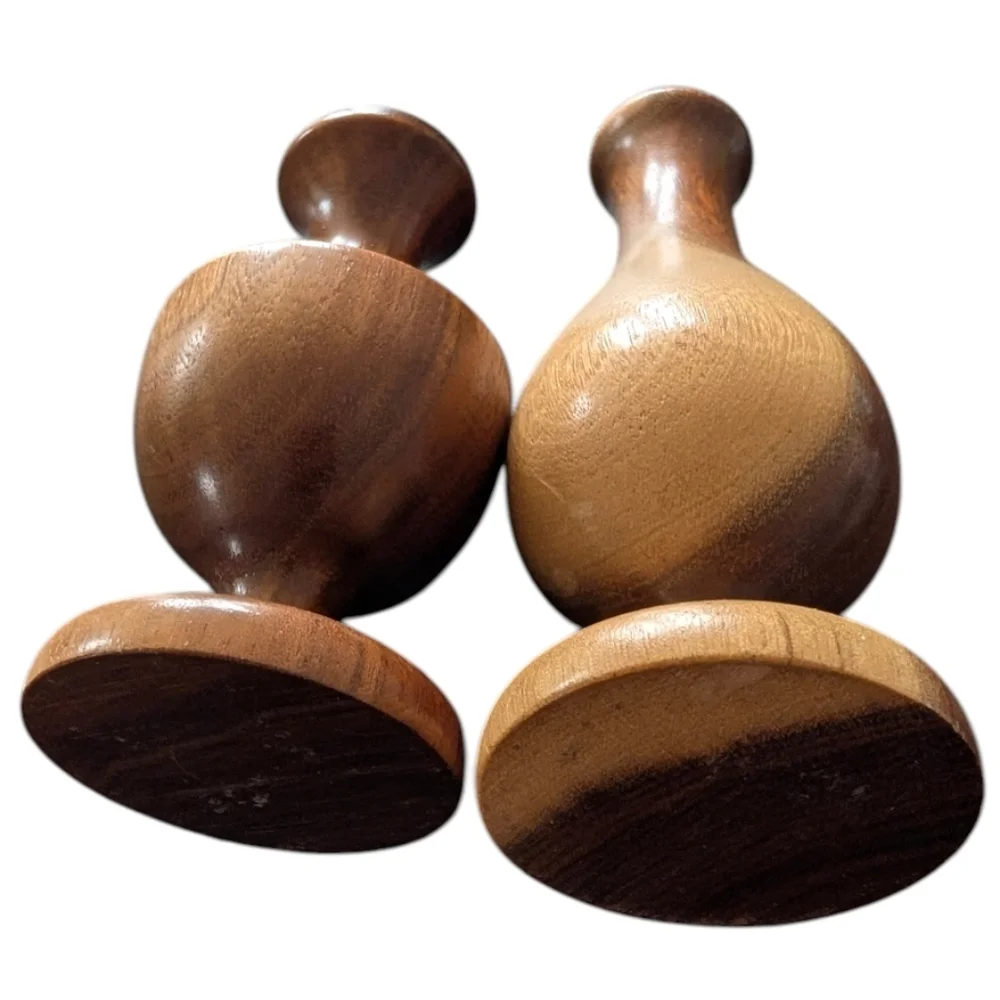 (2) Vintage MCM Danish Lathe Turned Small Bud Vases